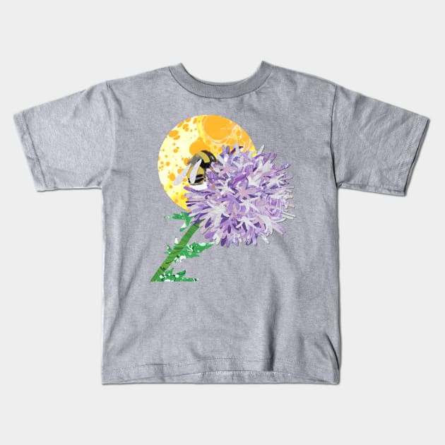 Bumble on the Allium Kids T-Shirt by MarbleCloud